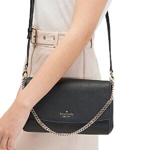 Kate Spade NWT Greer Saffiano black leather gold chain crossbody bag